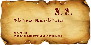 Müncz Maurícia névjegykártya